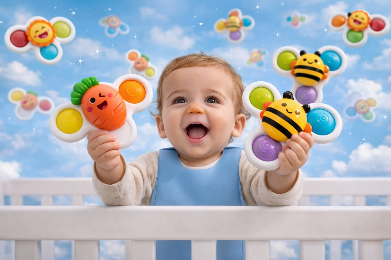 Set X3 Spinner Sensorial Bebé Animales Con Ventosa