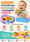 Set X3 Spinner Sensorial Bebé Animales Con Ventosa