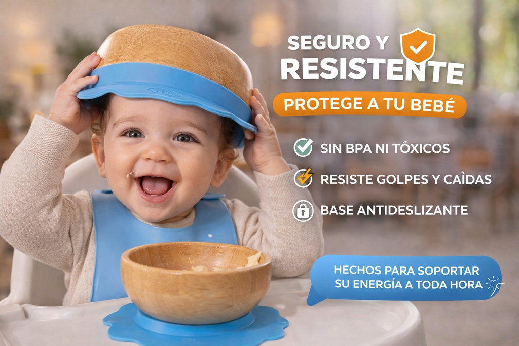 Tazón de Bambú para Bebé con Base Antideslizante