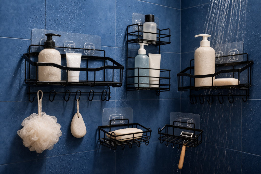 Set de 5 piezas de estantes para baño de acero inoxidable