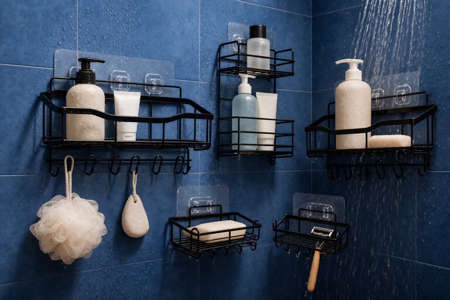 Set de 5 piezas de estantes para baño de acero inoxidable